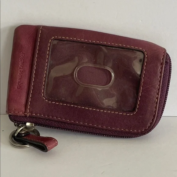 Fossil Maroon/Purple Leather Zip Around ID Wallet/ Coin purse - Picture 6 of 8